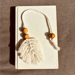 Cream Tassel Bookmark with Wooden Beads